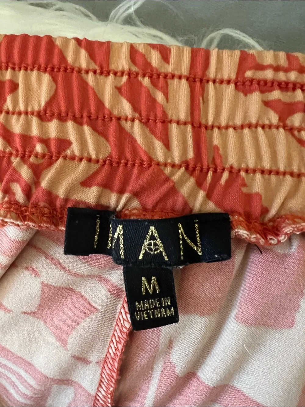 IMAN Orange And Tan Geometric Print Leggings & Cape Top Set